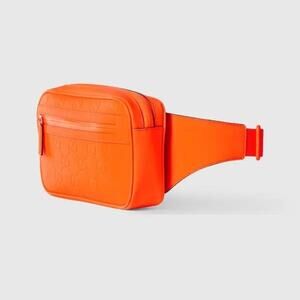 GUCCI Gg Rubber-Effect Belt Bag Leather - Orange NWT